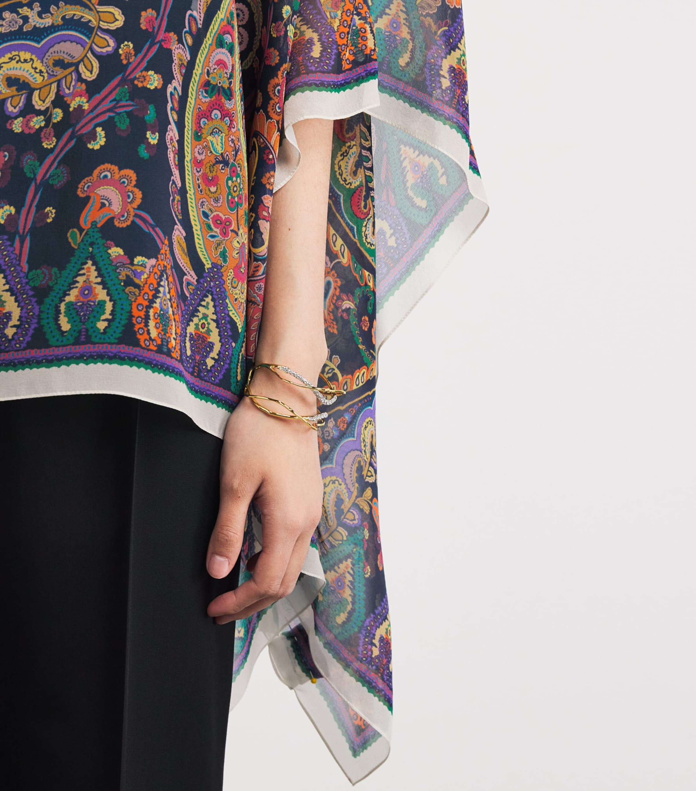 Silk Paisley Cape Blouse X0883 Image 6