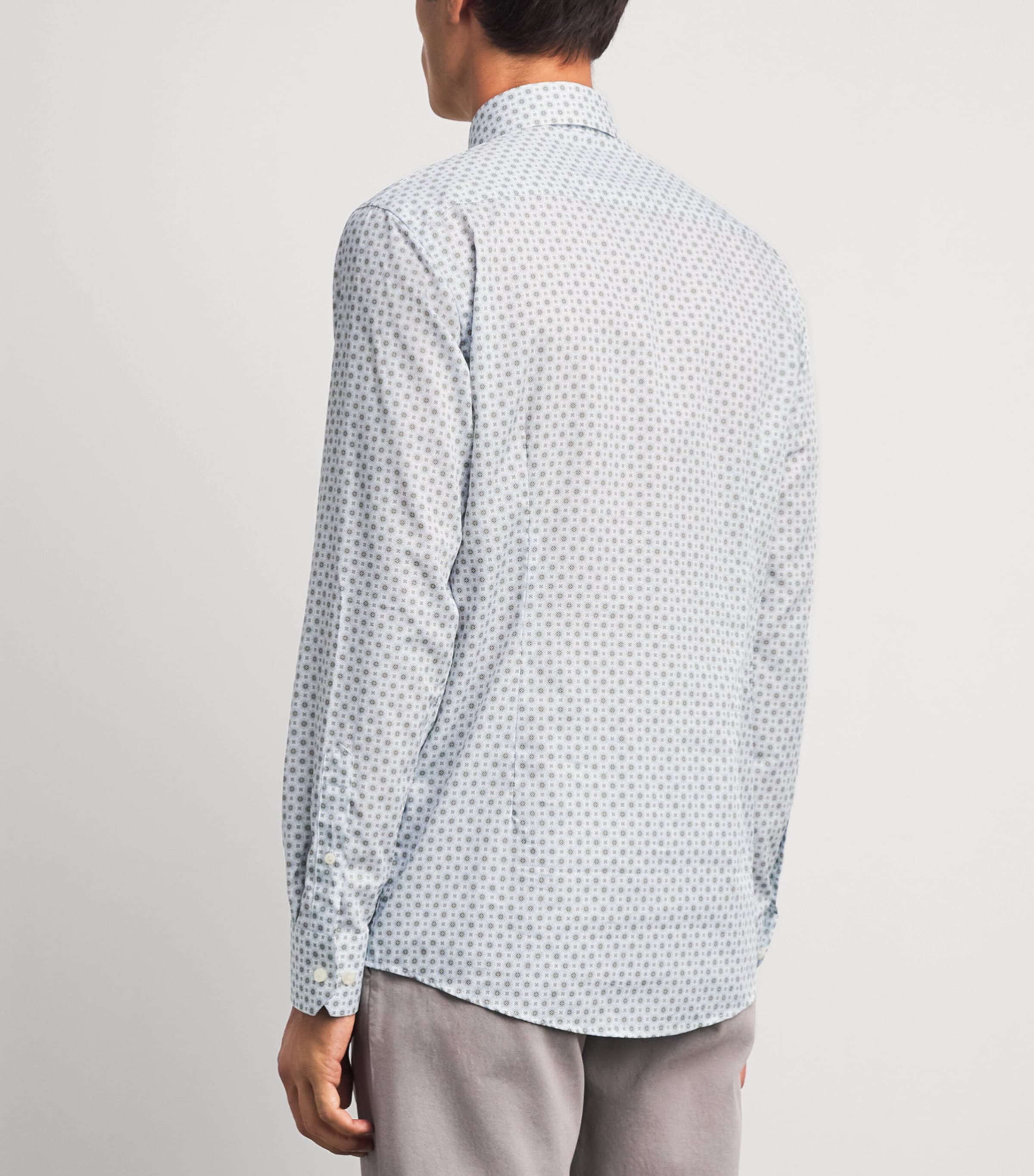 Eton Mens Cotton Geometric Print Contemporary Fit Shirt Beige Image 5