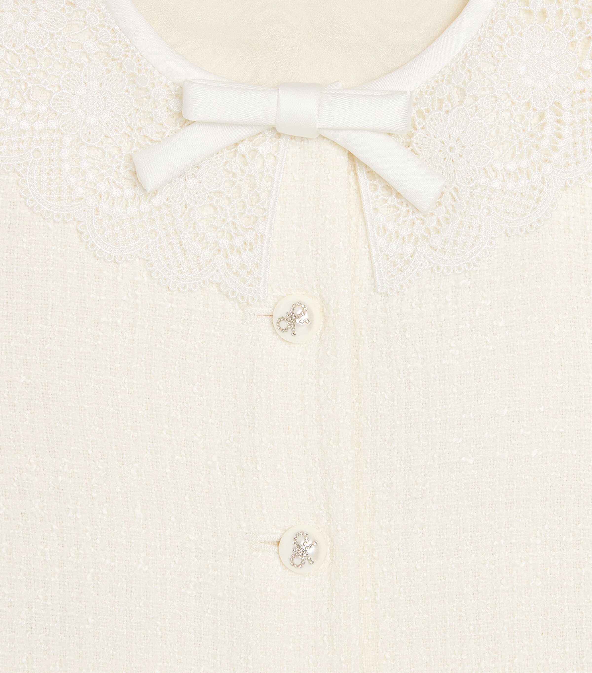 Self-Portrait Kids Bouclé Bow-Detail Jacket (3-12 Years) Cream Image 4