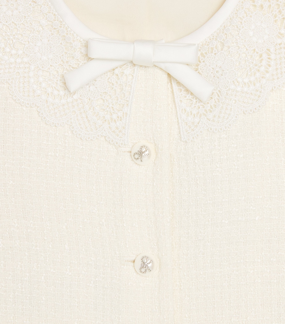 Self-Portrait Kids Bouclé Bow-Detail Jacket (3-12 Years) Cream Image 4