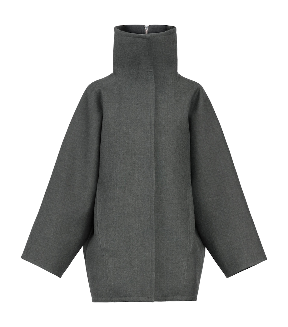 Alaïa Womens Wool Double-Layered Coat Anthracite Image 1