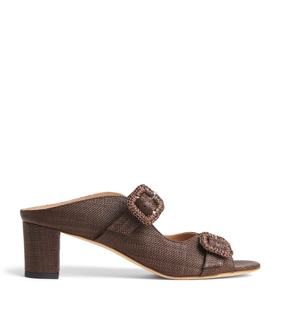 Malone Souliers Raffia Kimmy Heeled Mules 45 Dark Brown Image 1