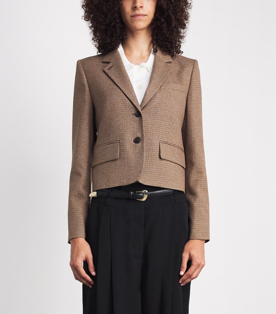 ME+EM Womens Slim Cropped Blazer Pecan Brown Multi Image 4