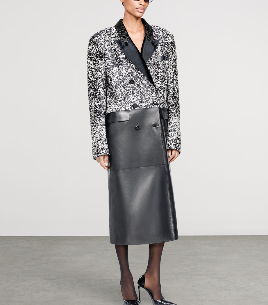 TOM FORD Womens Lambskin-Calf Hair Coat Bkw Image 3