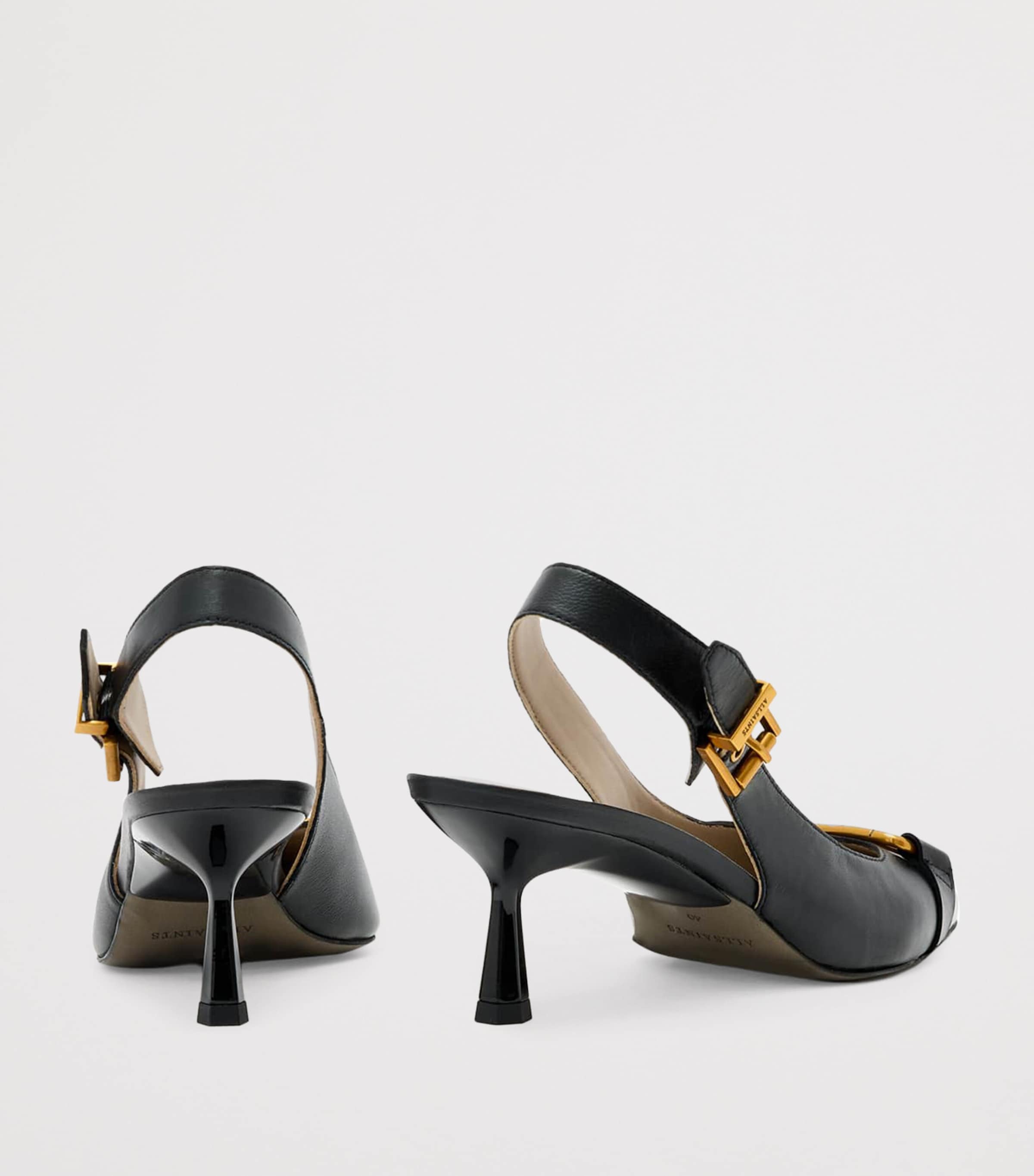 AllSaints Calfskin Hera Slingback Pumps 55 Black Image 6