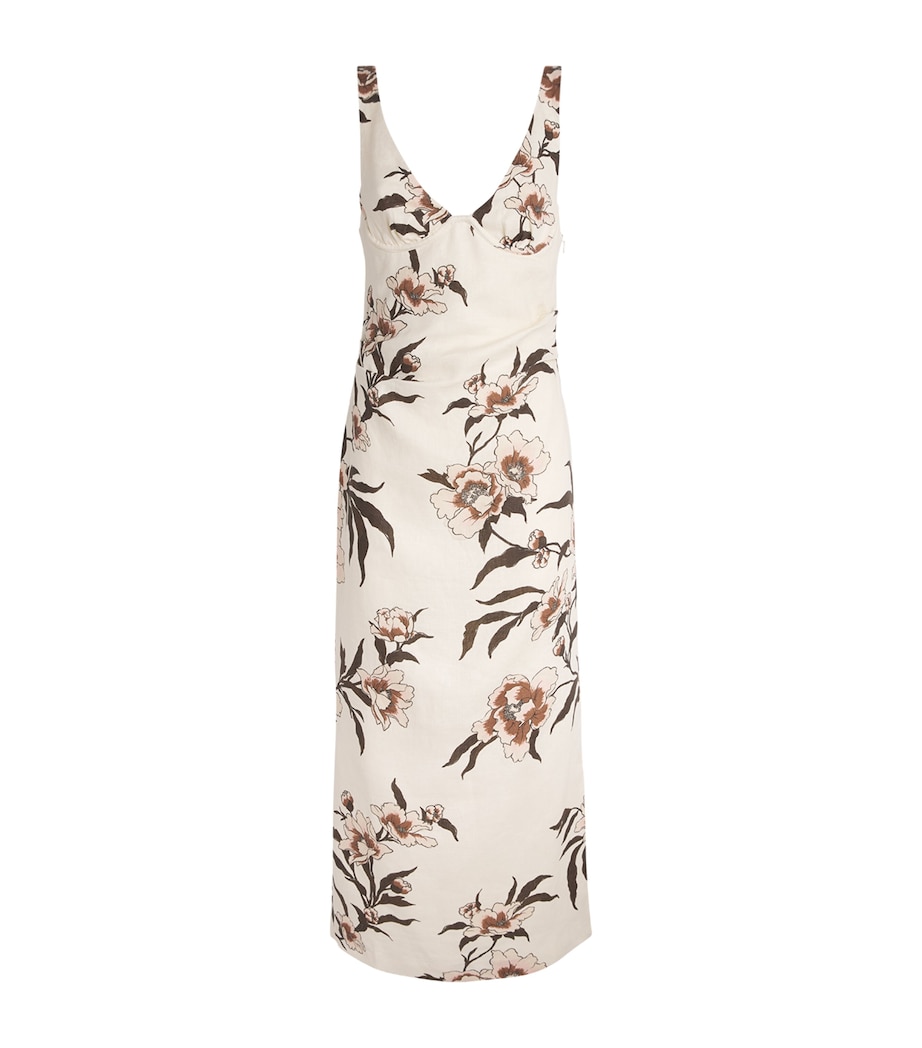 SIR. Womens Linen Peony Balconette Maxi Dress Peony Floral Image 1
