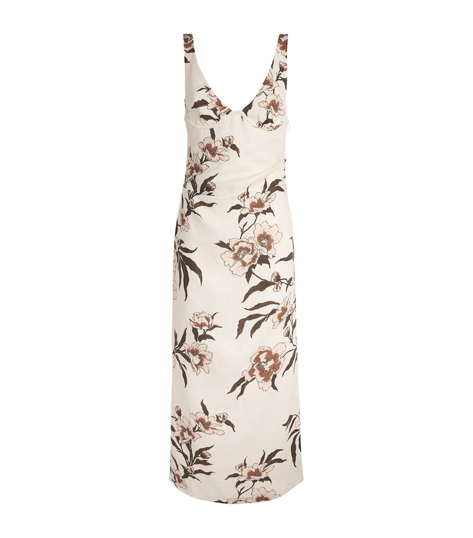 SIR. Linen Peony Balconette Maxi Dress Peony Floral
