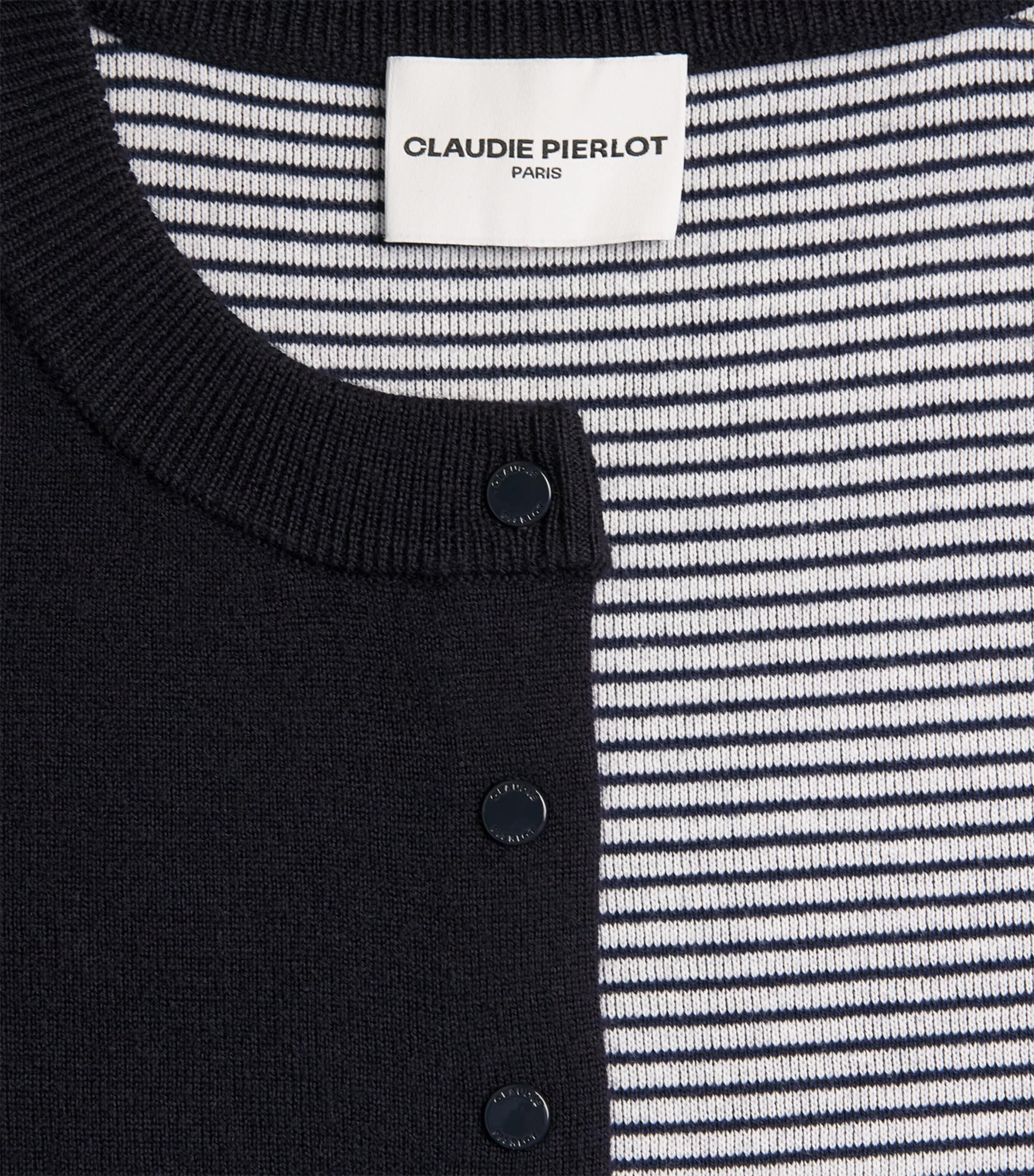 Wool-Blend Fine-Knit Cardigan NAVY Image 5