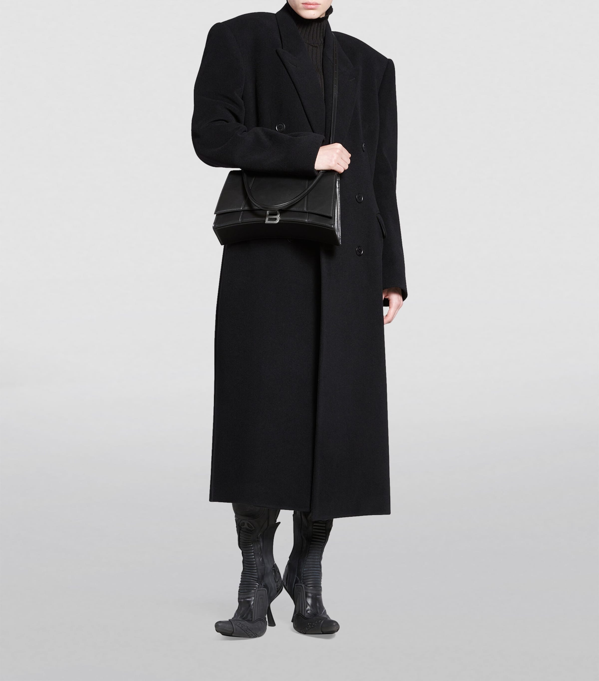 Medium Leather Hourglass Top-Handle Bag 1000 Image 5