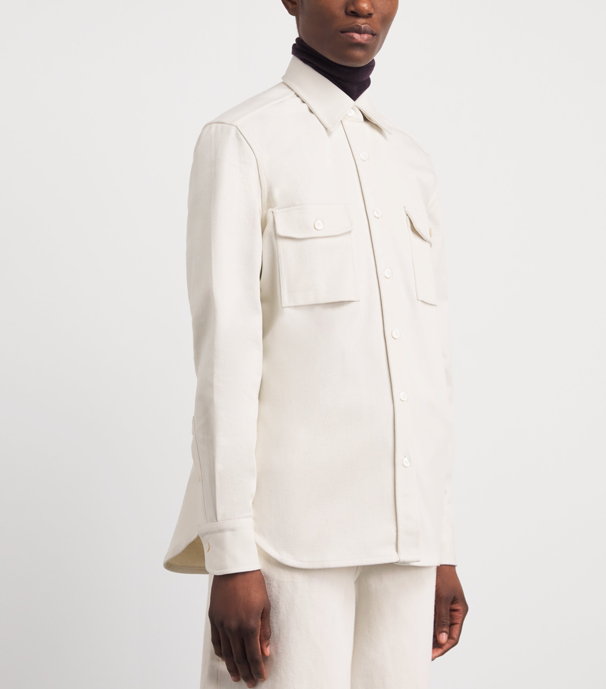 Brioni Womens Cotton-Silk Denim Shirt Image 4