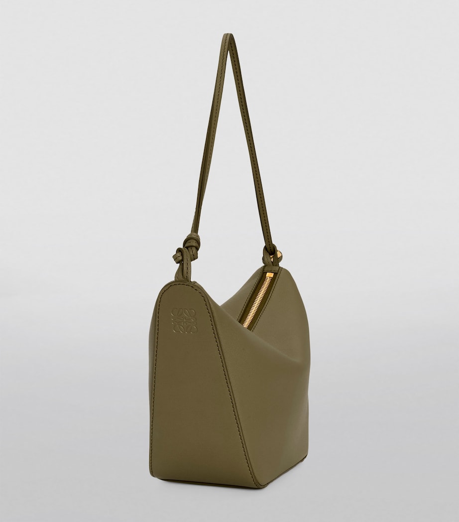 Mini Leather Hammock Hobo Bag DARK KHAKI GREEN Image 4