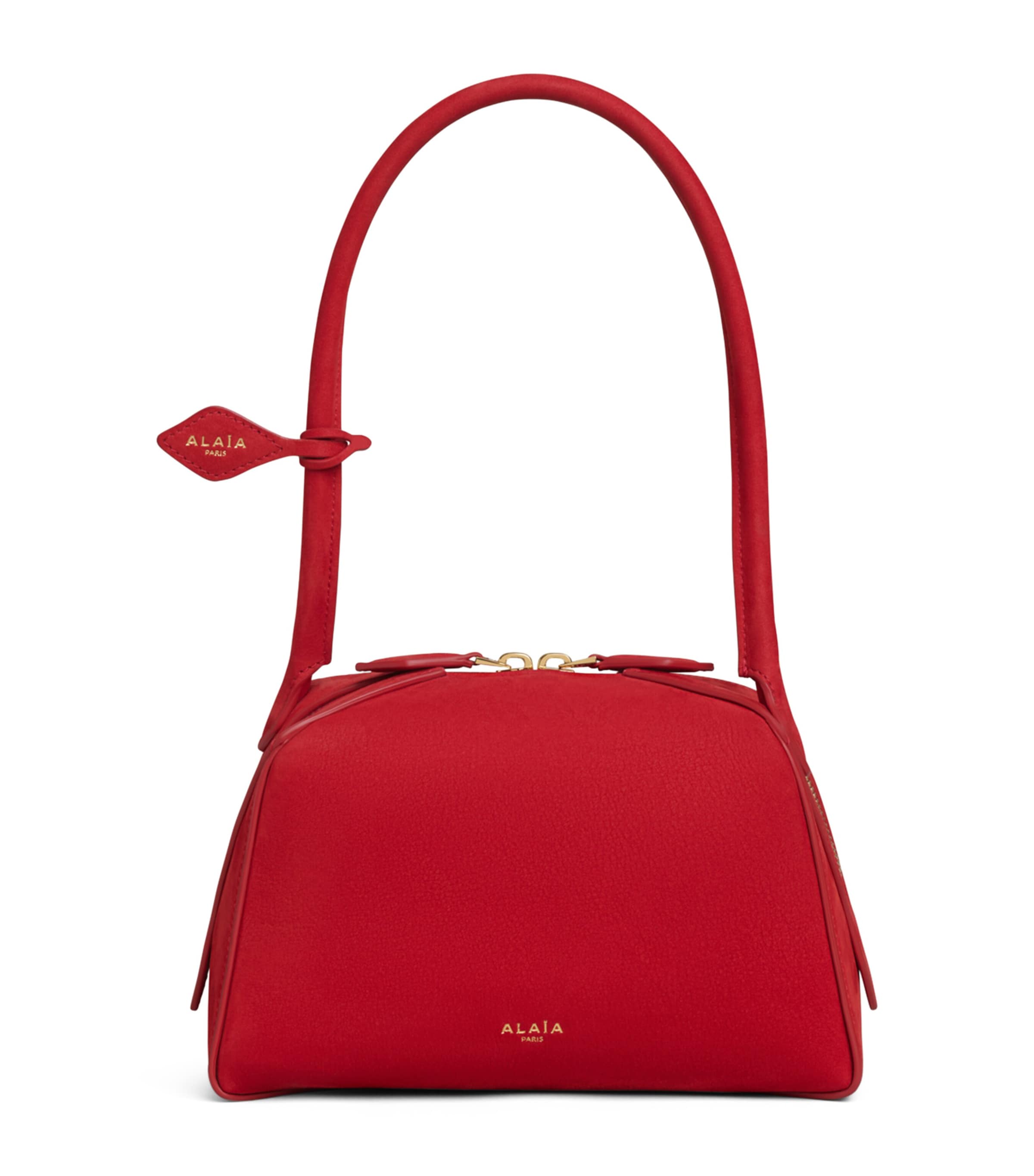 Alaïa Small Leather Le Bouledogue Shoulder Bag Bright Red Image 1