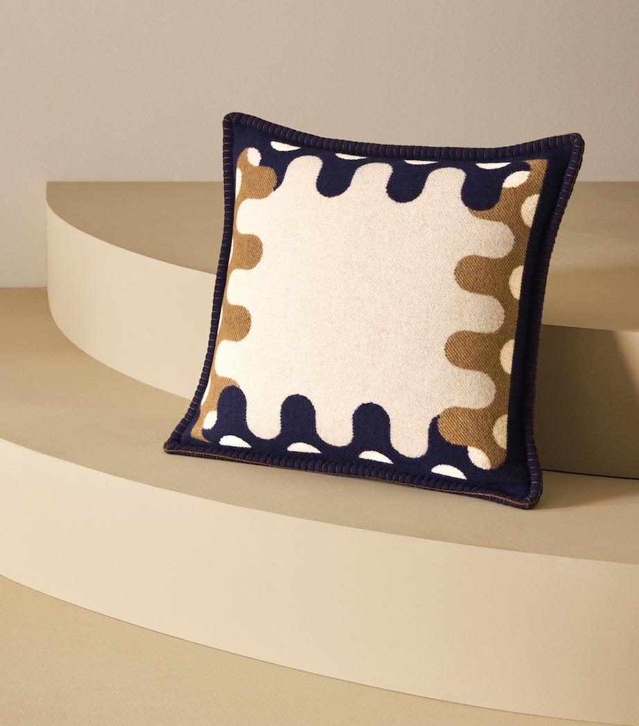 Wool Modernism 002 Cushion (50cm x 50cm) 8E29 - BLUE/TAN Image 6