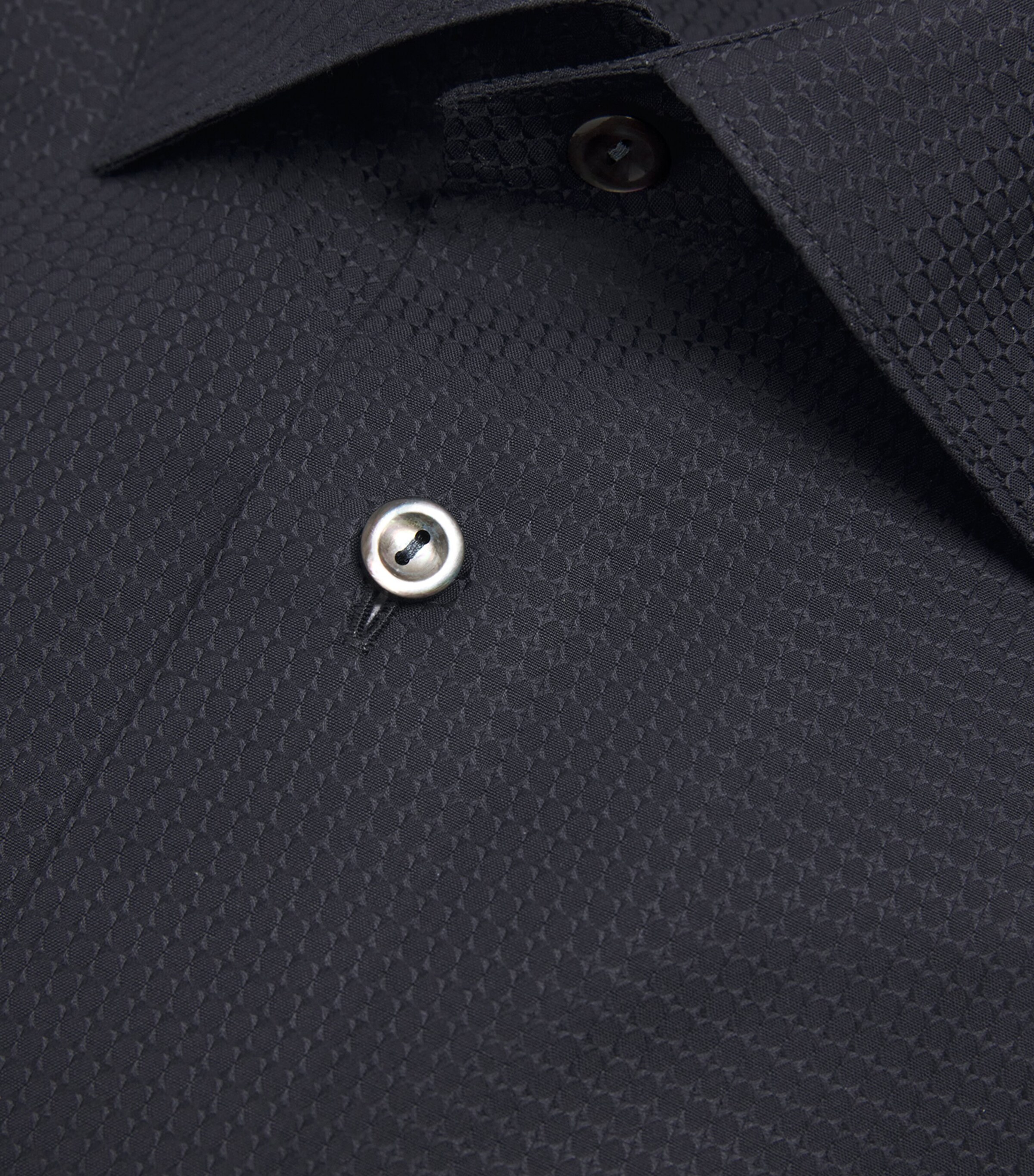 Eton Mens Cotton Dobby Contemporary Fit Shirt Black Semi Image 5