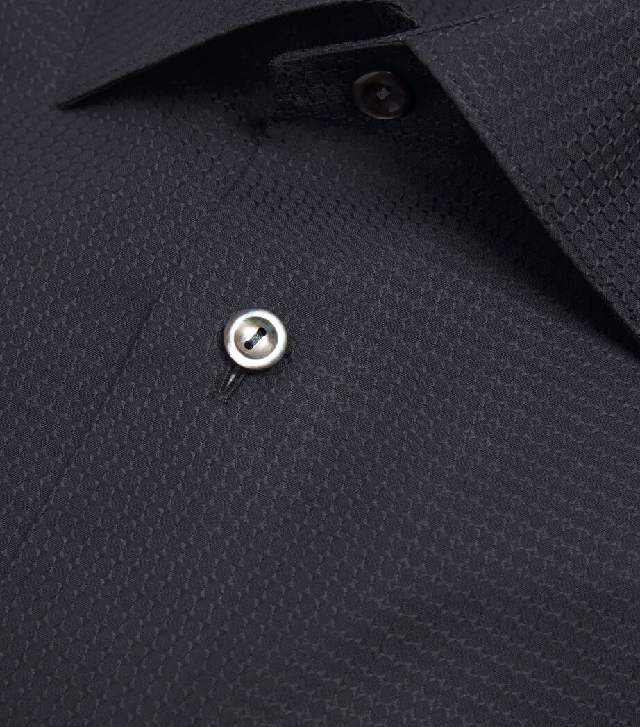 Eton Mens Cotton Dobby Contemporary Fit Shirt Black Semi Image 5