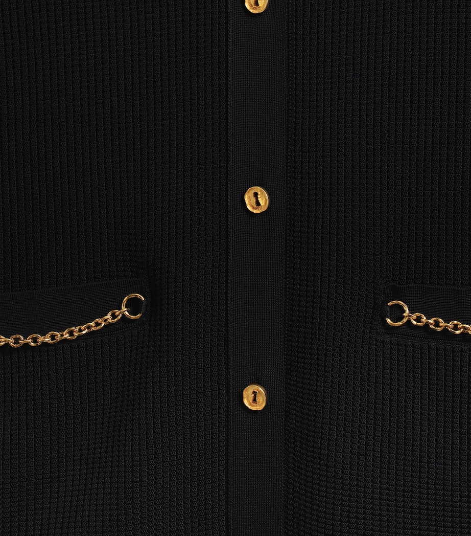 Schiaparelli Womens Embellished Knit Shirt Black Image 3