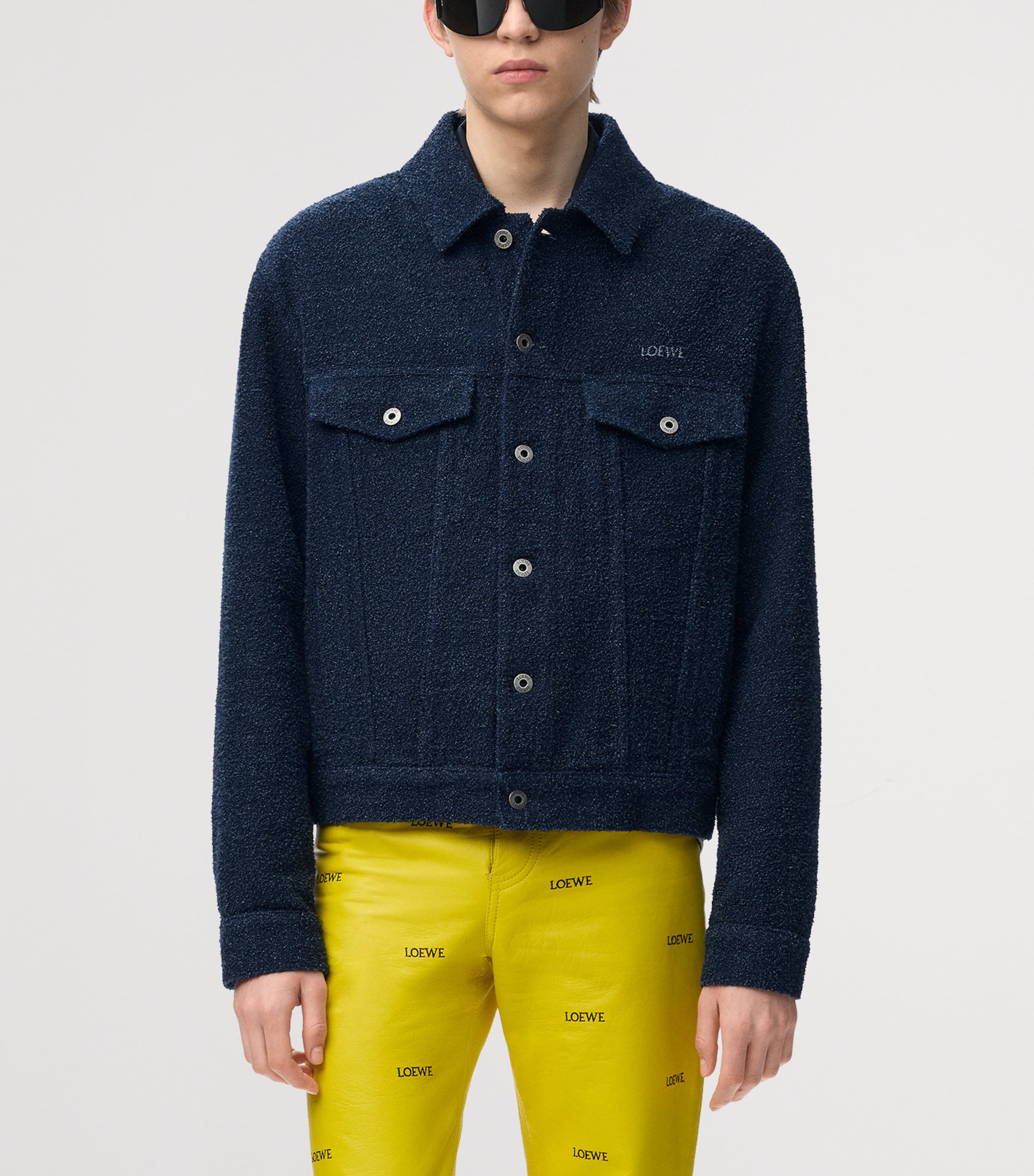 LOEWE Textured Trucker Jacket Dark Denim Blue Image 3