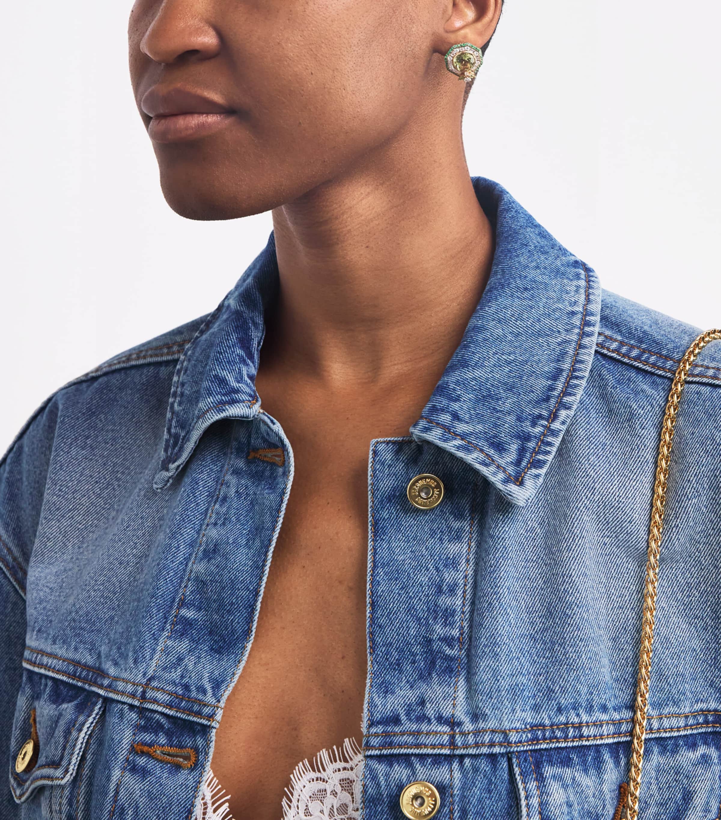 Yellow Gold, Diamond, Emerald and Peridot Honeycomb Bee Earrings ROSE GOLD Image 2