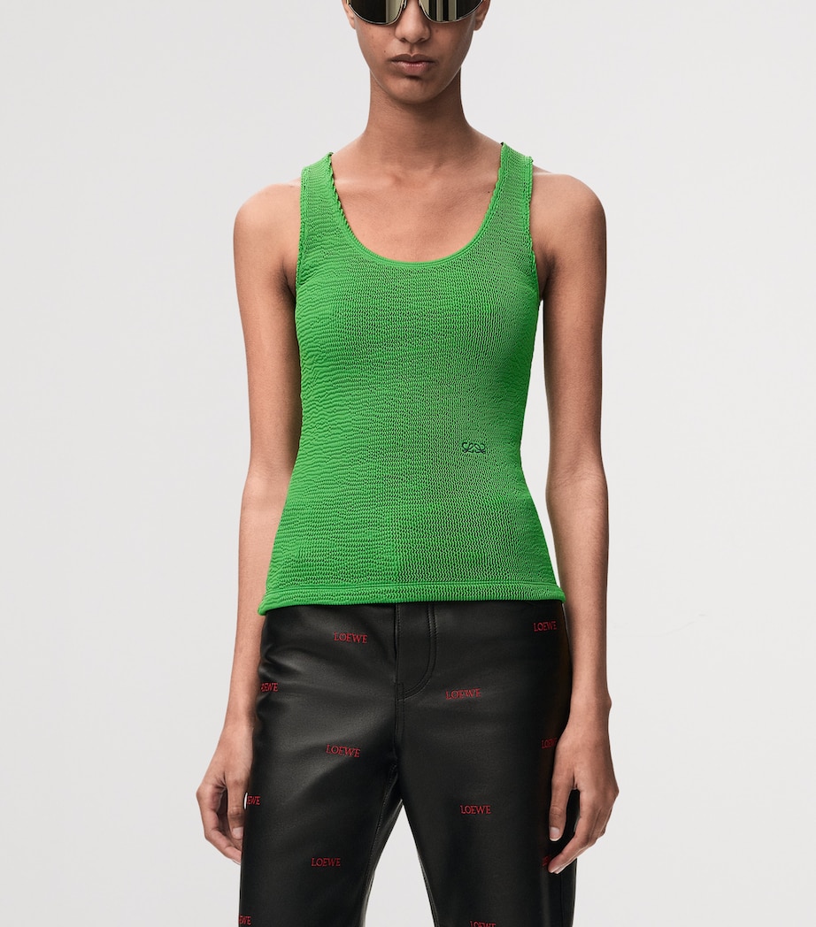 LOEWE Womens Crinkle Tank Top Green Image 3