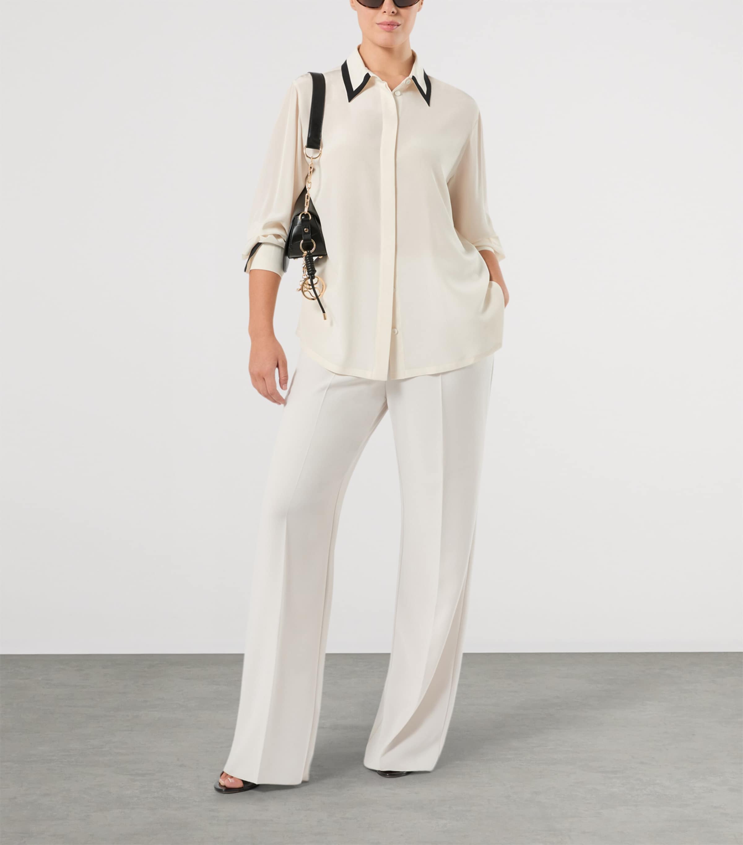 Marina Rinaldi Womens Wide-Leg Tailored Trousers Ice Image 2