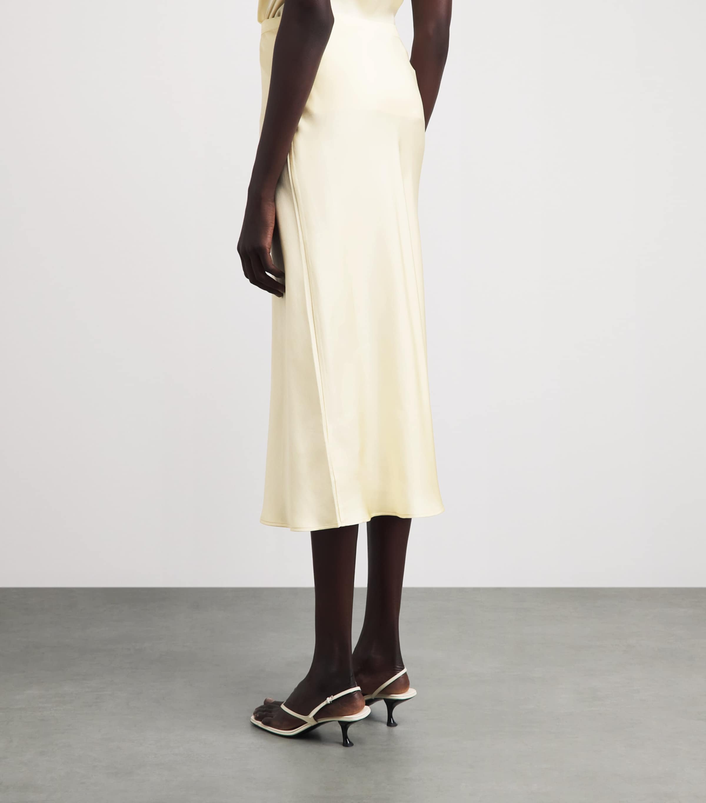 ANINE BING Womens Silk Bar Midi Skirt Cream Image 5