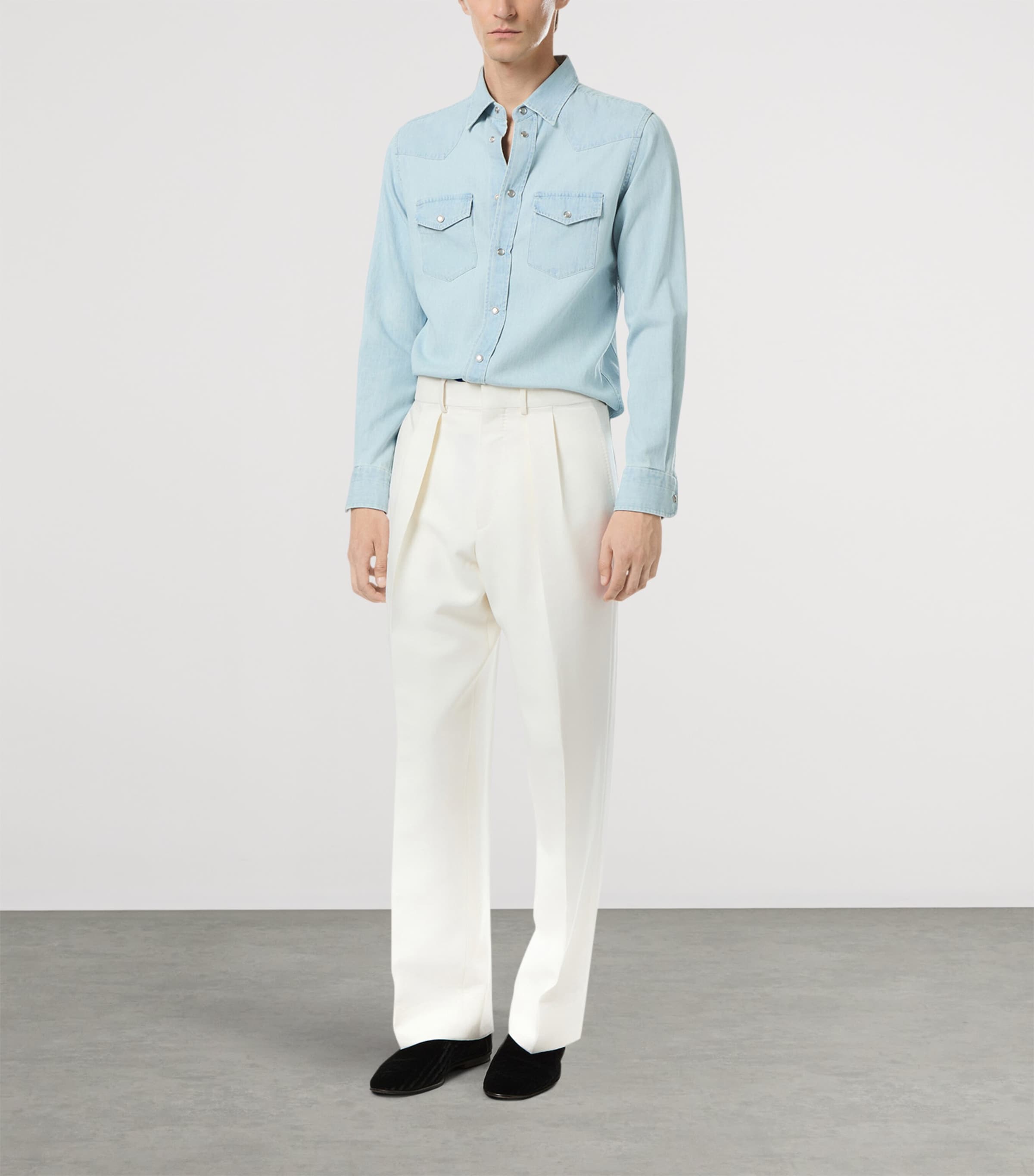 TOM FORD Mens Denim Western Slim Shirt Uan Image 4