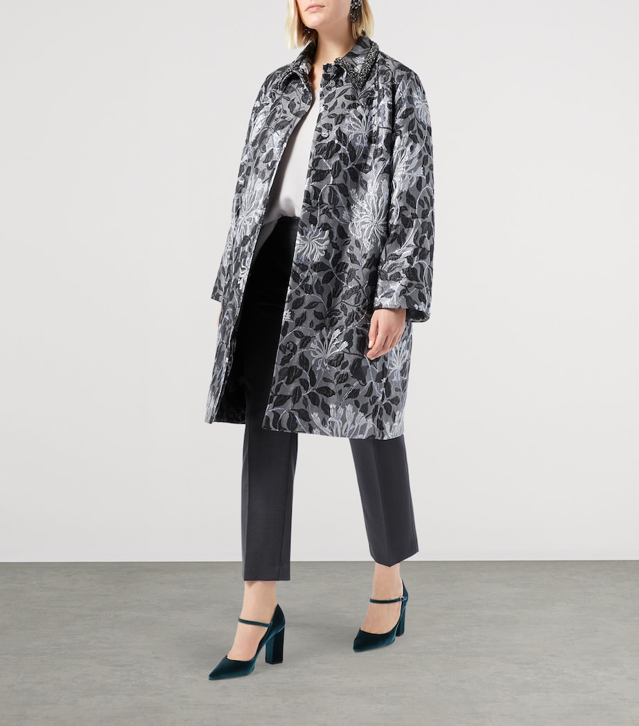Brocade Embellished Coat DARK GREY Image 4