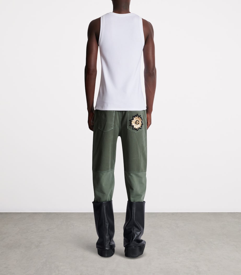 Balmain Mens Logo Embroidered Tank Top Gab Blanc/noir Image 7