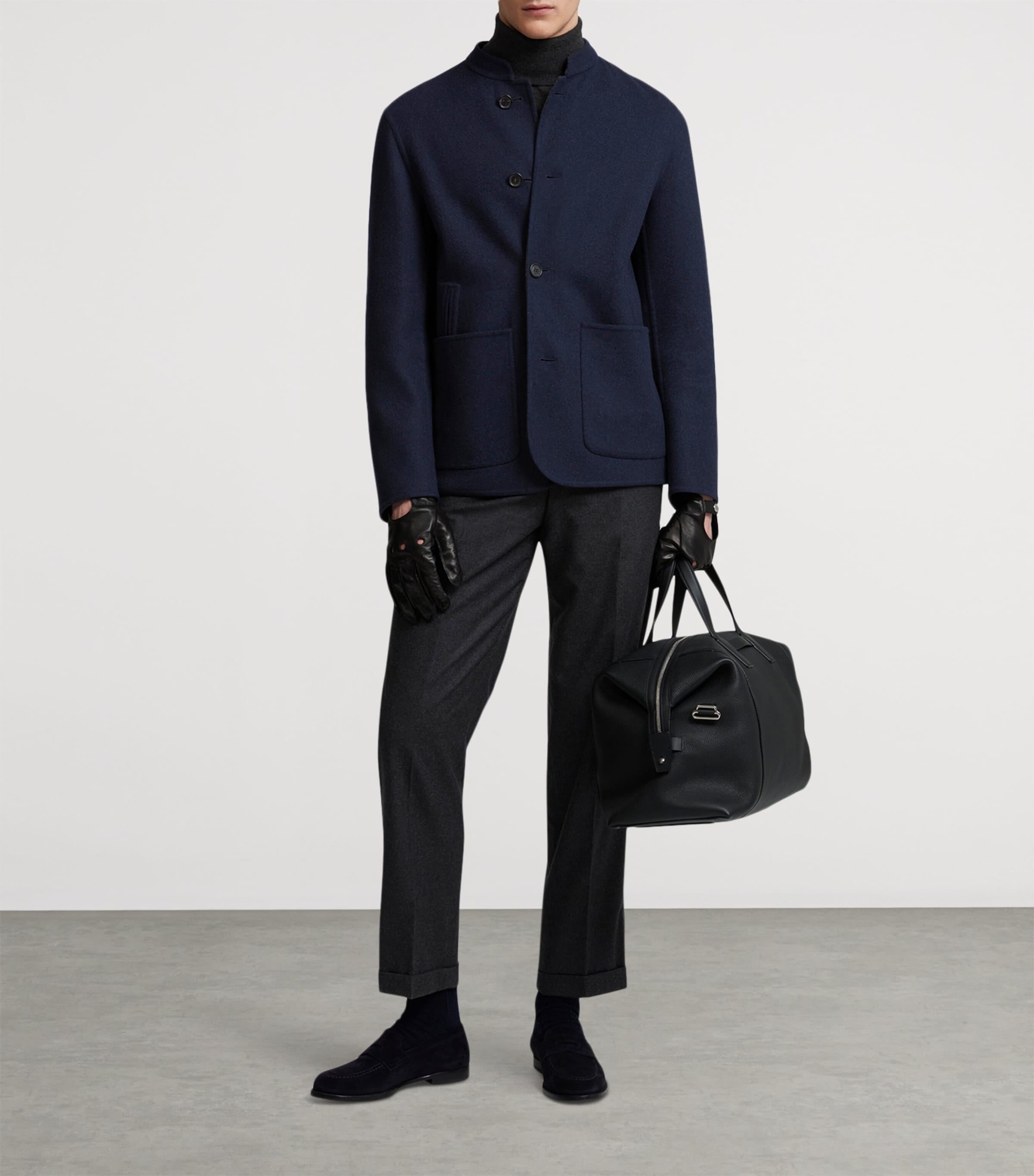 Wool Reversible Double-Faced Driving Jacket 410NAVY Image 3