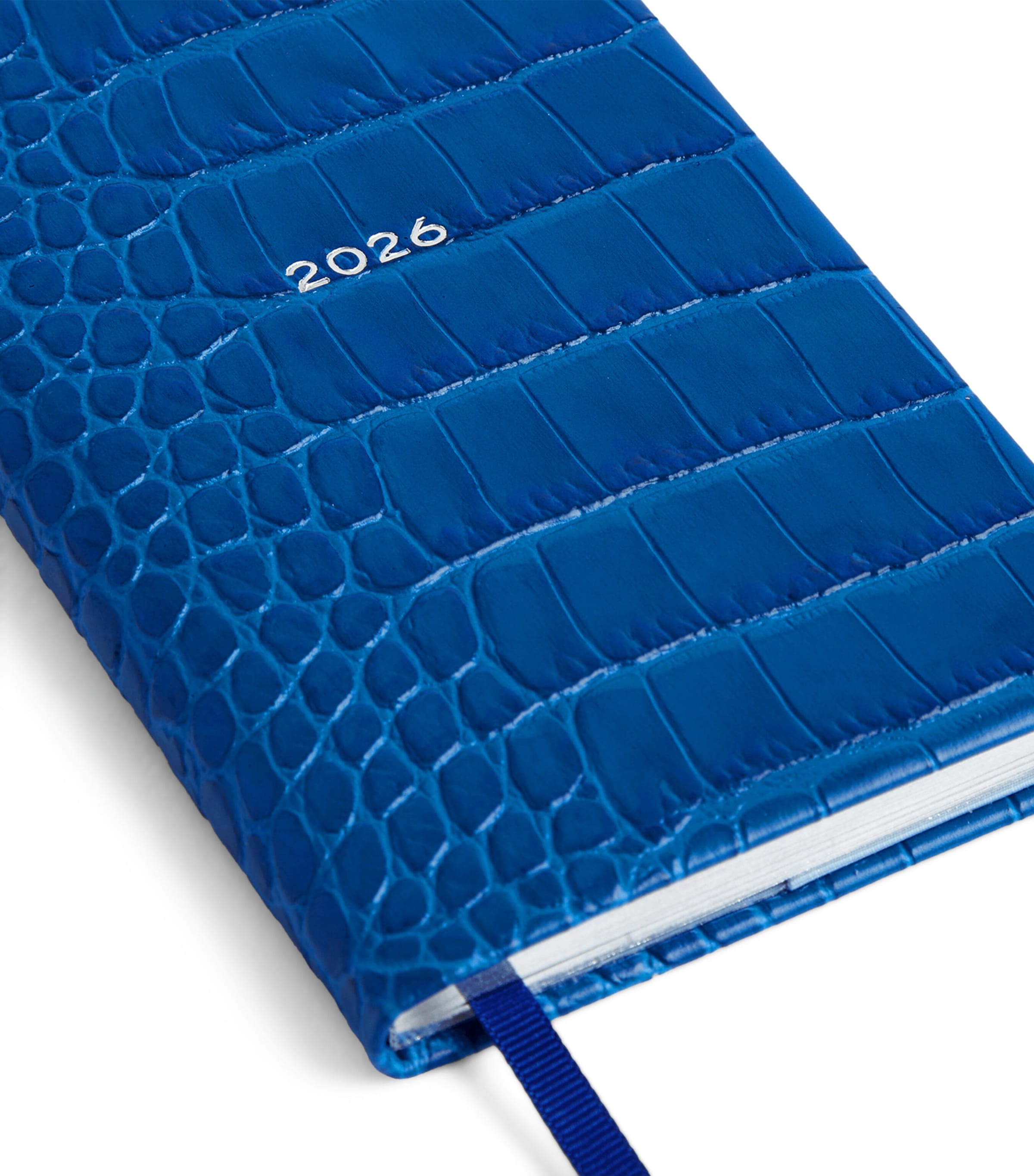 Mara Leather Croc-Embossed Panama 2026 Pocket Diary CERULEAN Image 5