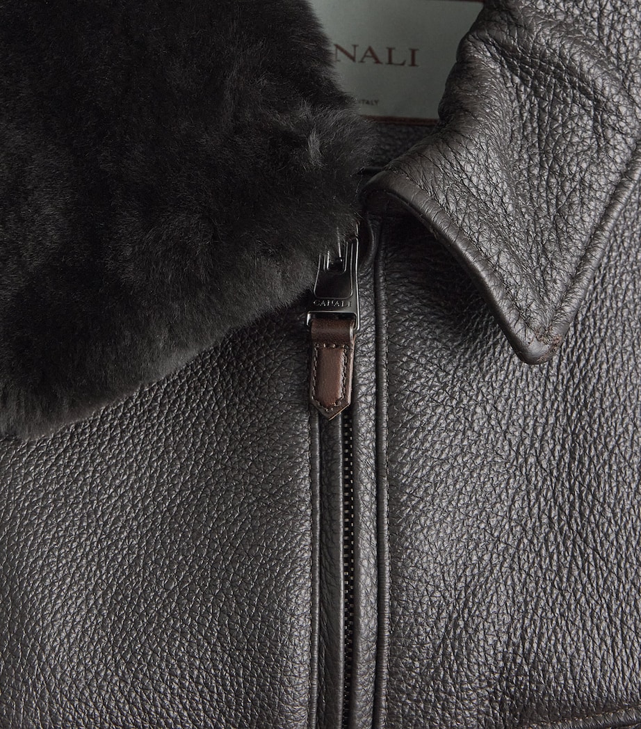 Leather Fur-Collar Jacket 501 Image 5