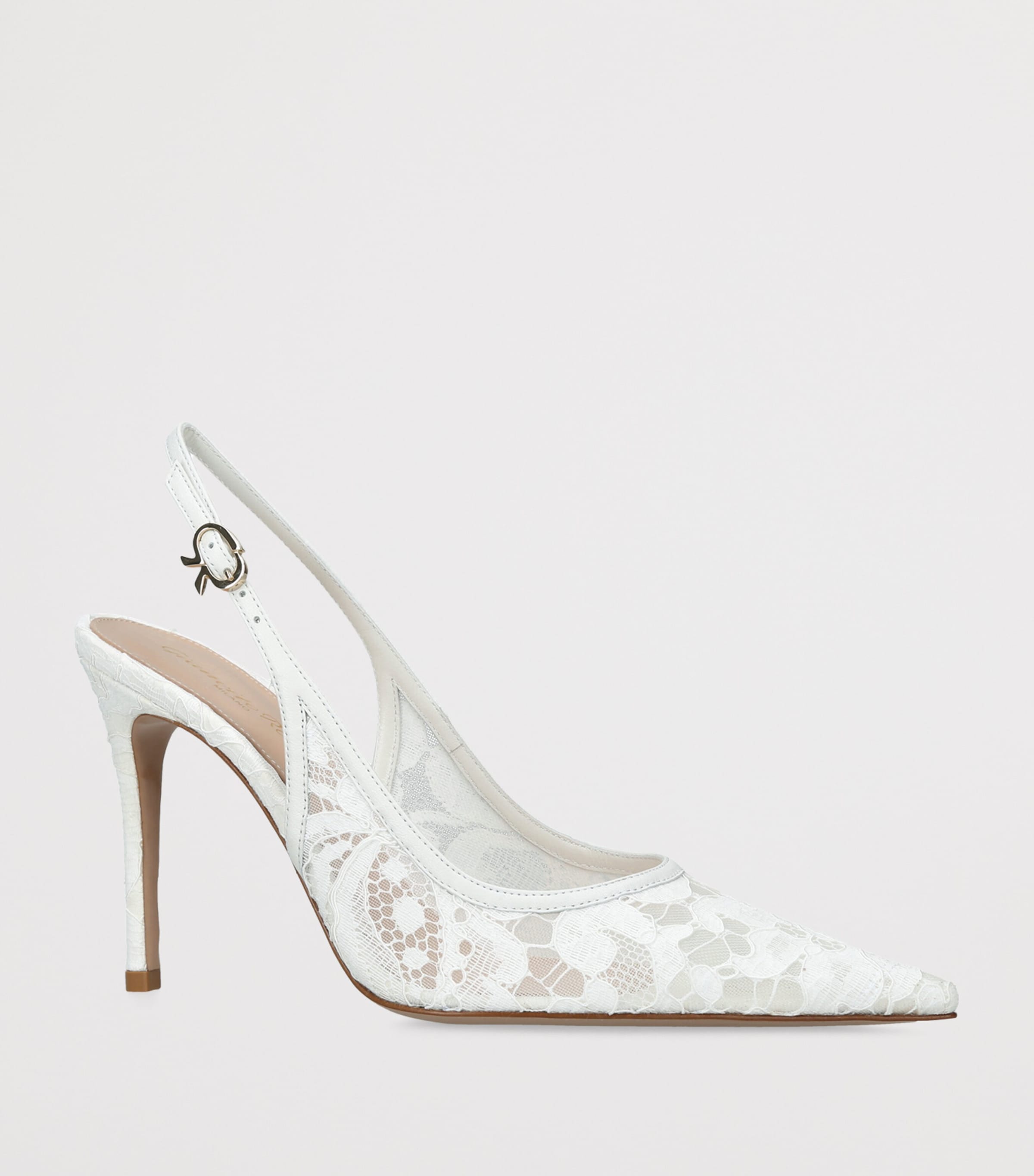 Gianvito Rossi Leather Lace Slingback Heels 95 White Image 2