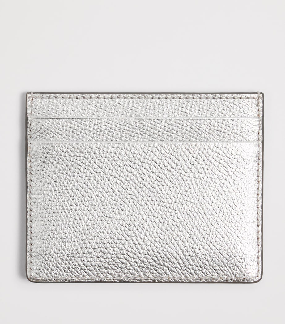 Grained Leather VLogo Signature Card Holder S13 Image 3