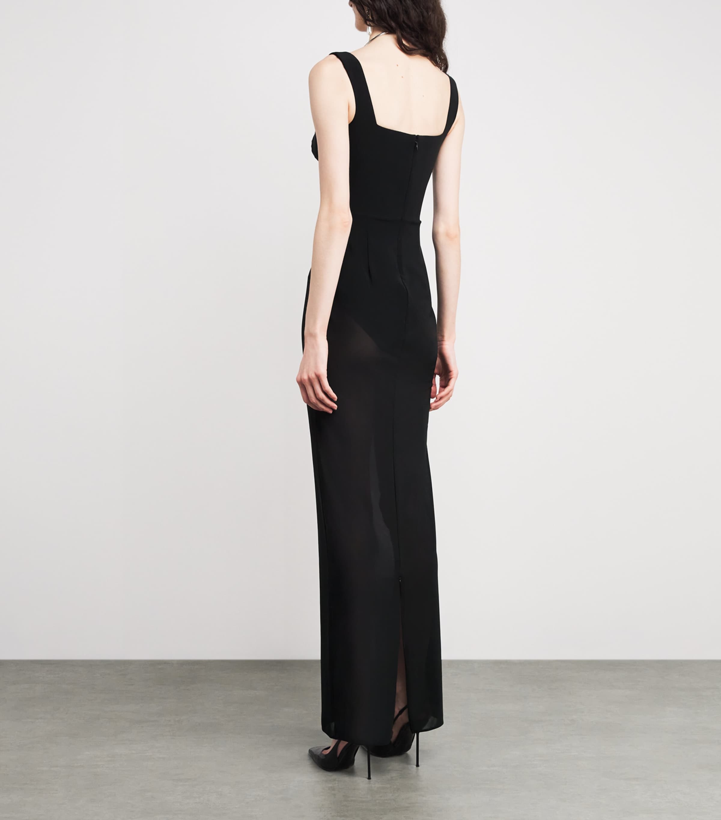Mesh Column Maxi Dress BLACK Image 3