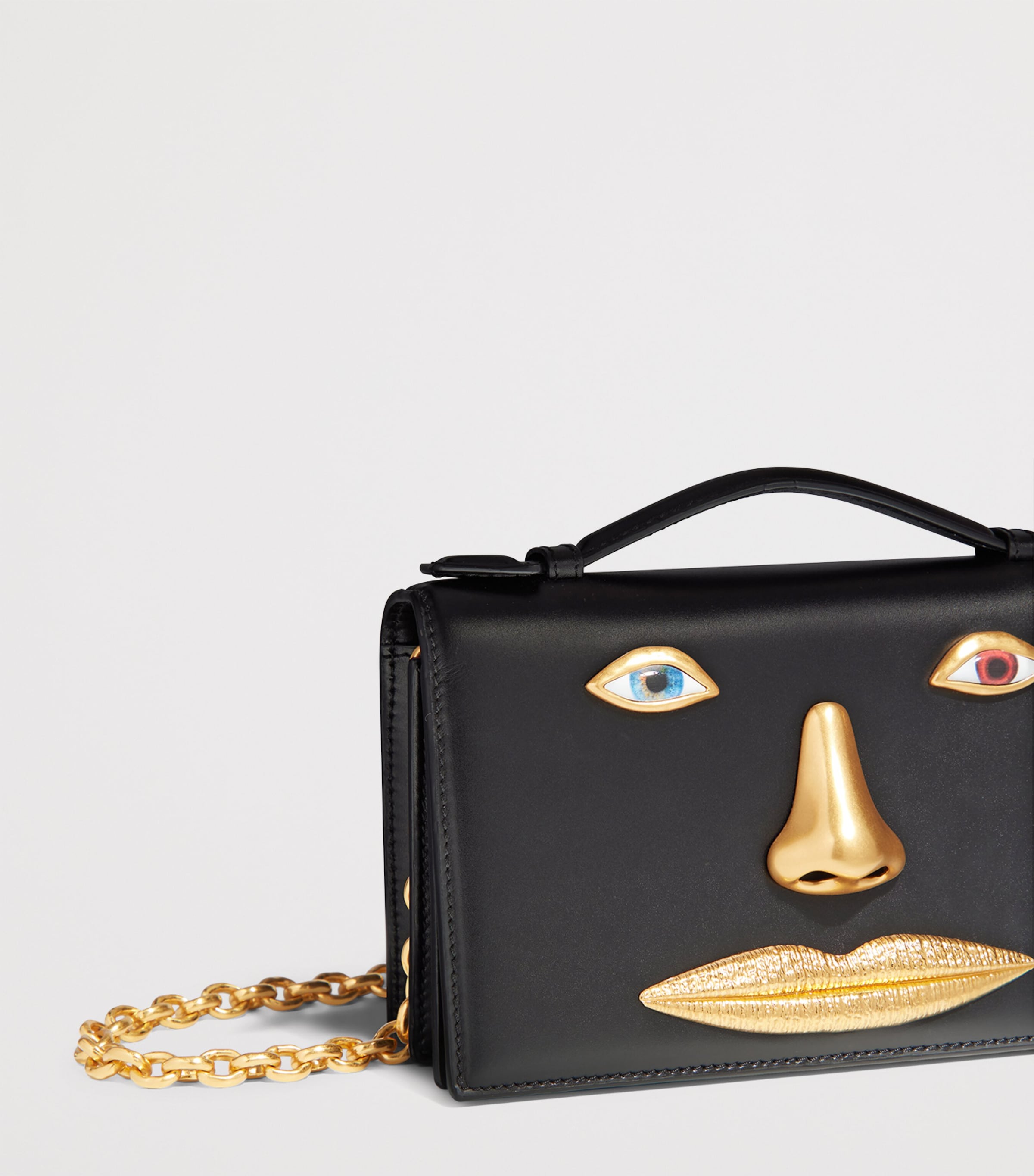 Schiaparelli Leather Face Clutch Bag Black Image 7