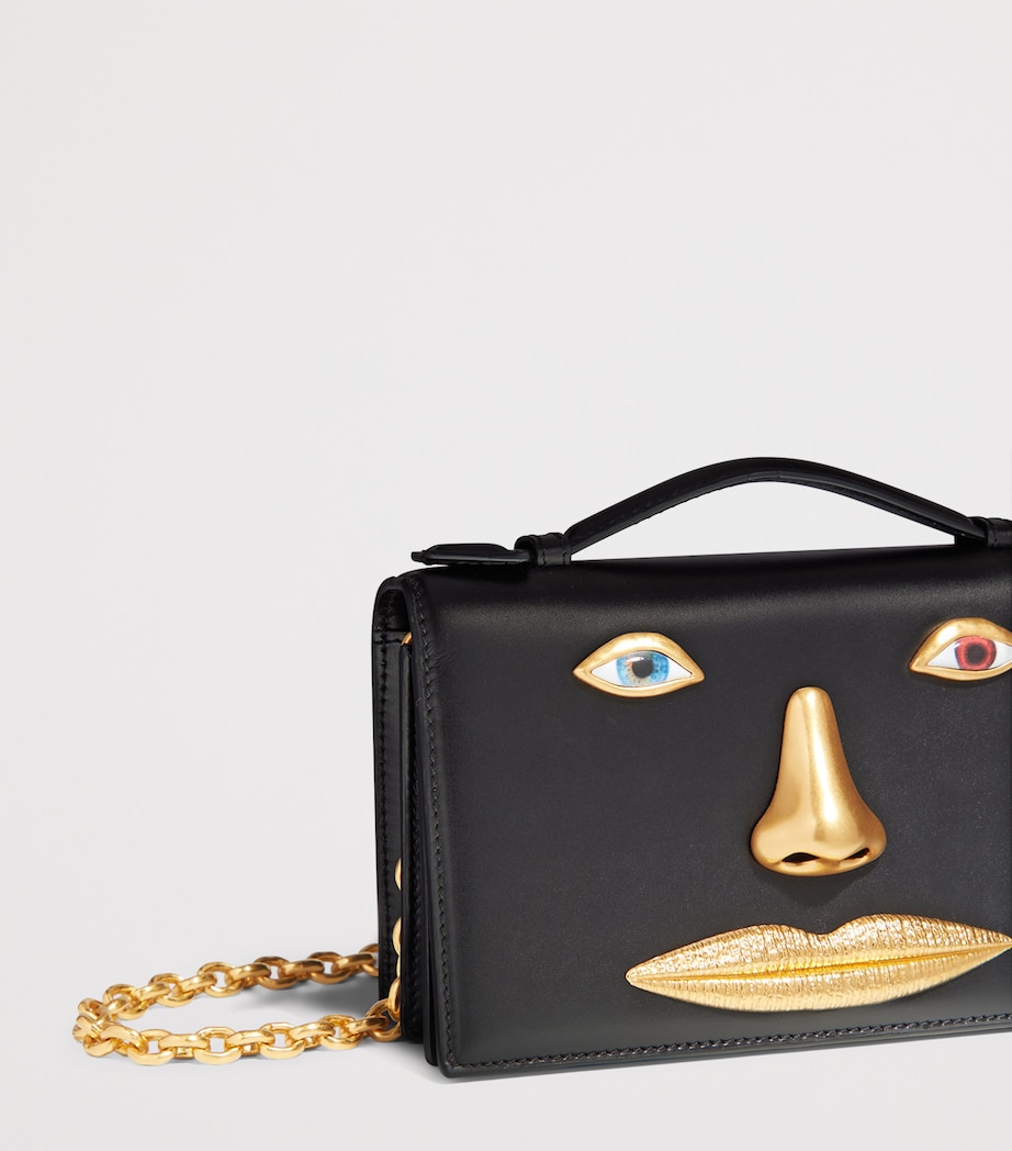 Schiaparelli Leather Face Clutch Bag Black Image 7
