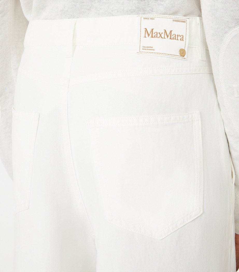 Max Mara Womens Cotton-Linen Aloa Trousers White Image 5