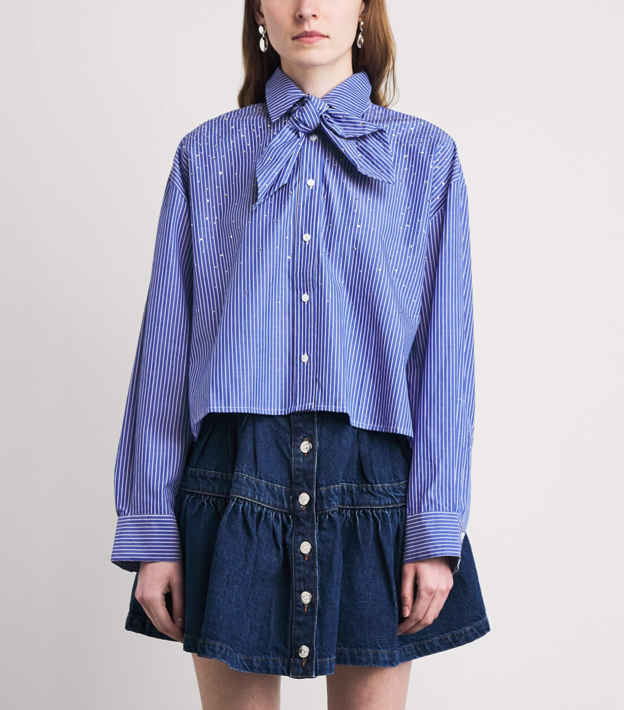 Maje Stretch-cotton Ribbed T-shirt In Blue