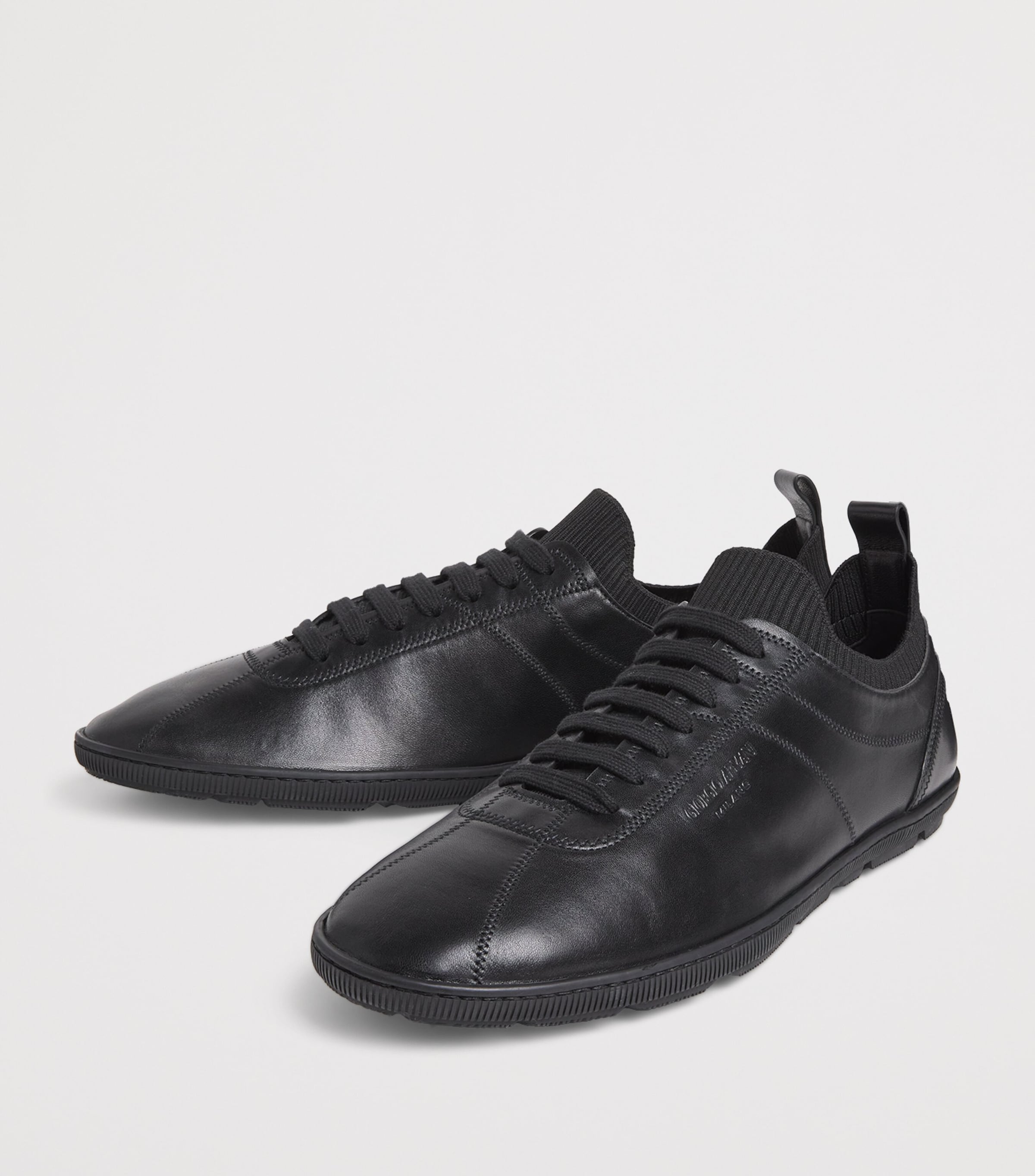 Leather Rib-Trim Sneakers MC012 Image 3