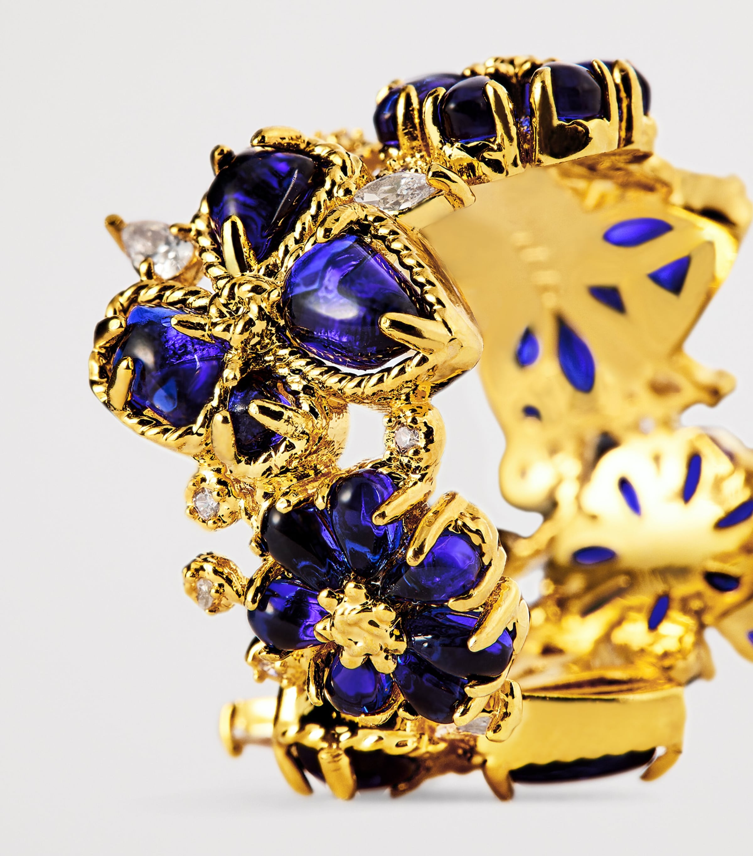 Embellished Bloom Ring GOBLU/GOLD/BLUE Image 6
