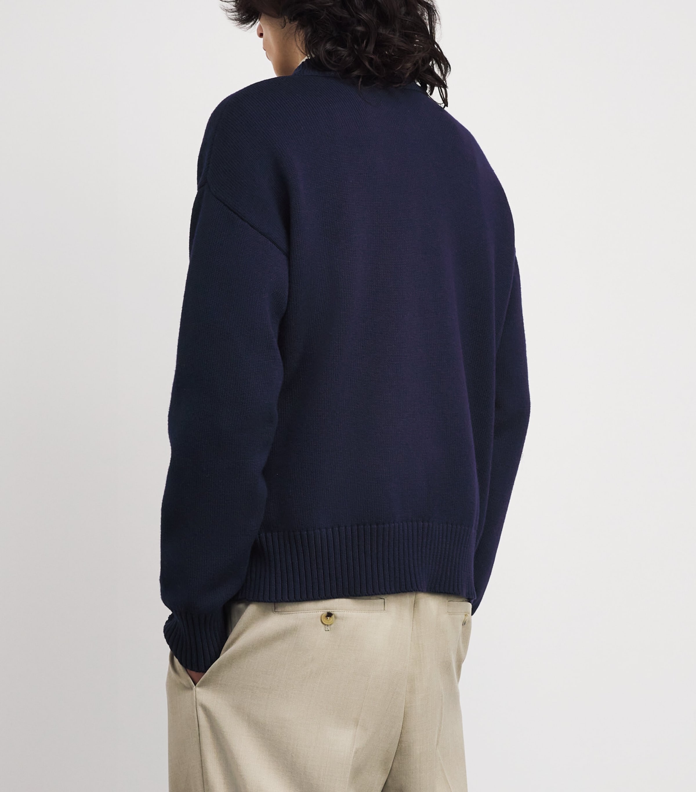 Wool-Cotton Ami de Coeur Sweater A116 ENCRE/ECRU Image 4