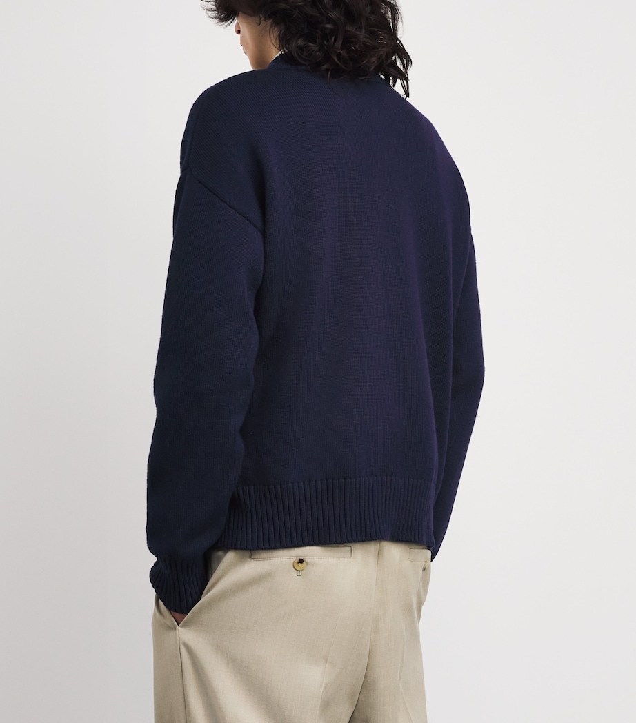 Wool-Cotton Ami de Coeur Sweater A116 ENCRE/ECRU Image 4