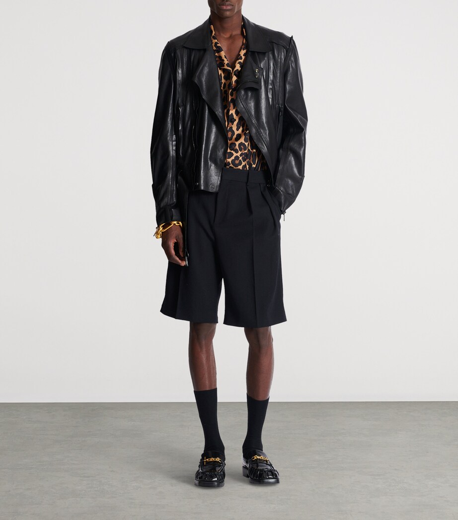 Balmain Mens Silk Leopard Print Shirt Gba Beige/noir Image 4