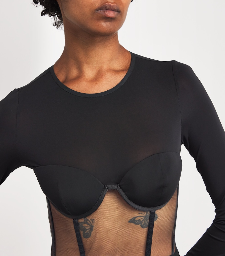 Mesh Corseted Mini Dress BLACK Image 4