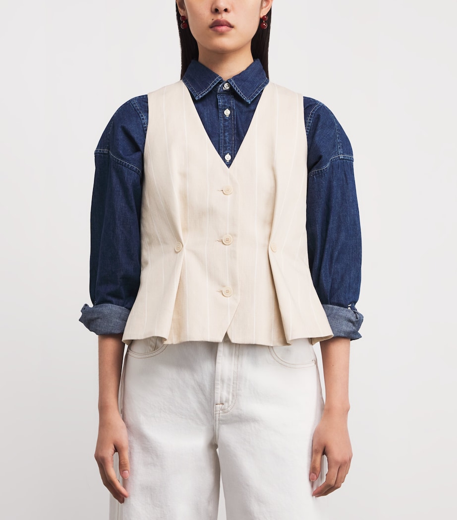 Pleated Stripe Waistcoat SAND Image 3