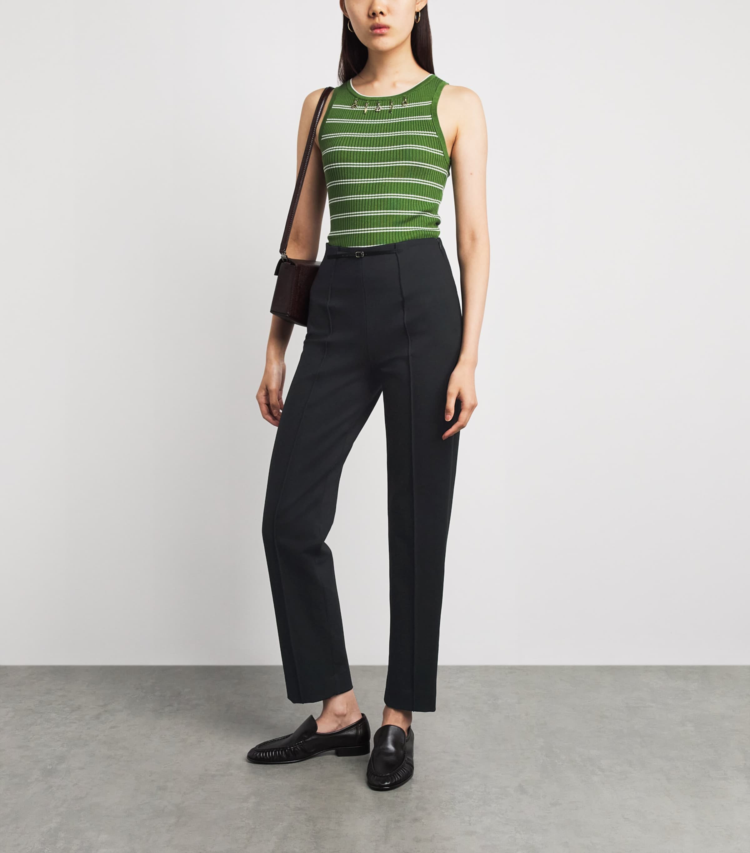 Sandro Paris Womens Belted Tapered Trousers Black Image 2