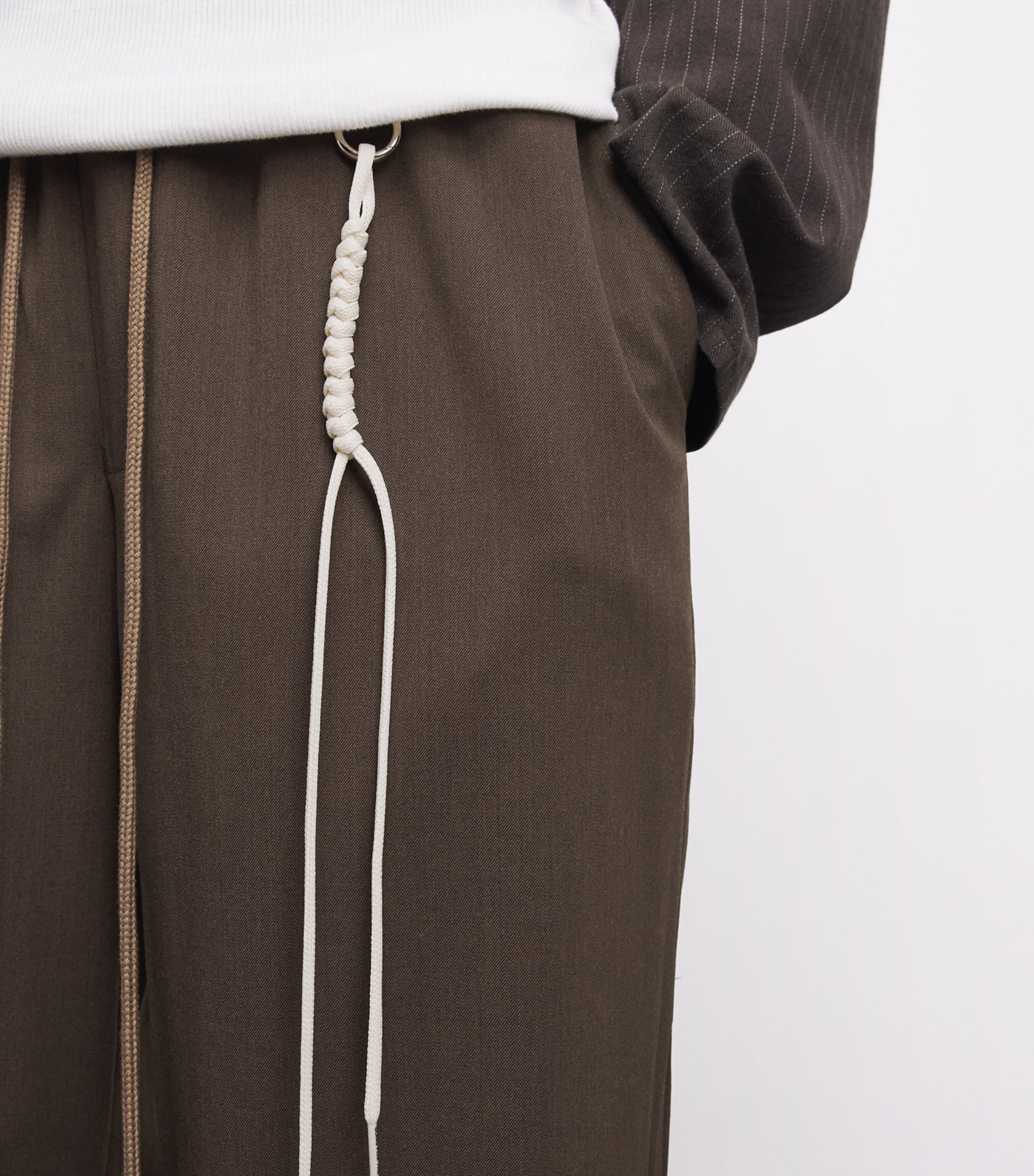 Song For The Mute Mens Wide-Leg Drawstring Trousers Brown Image 3