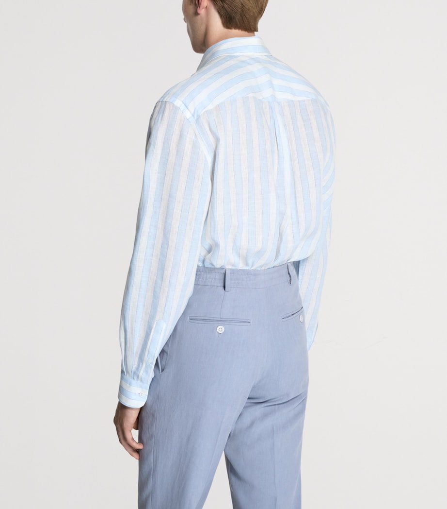 Dunhill Mens Linen Shirt Blue Image 3