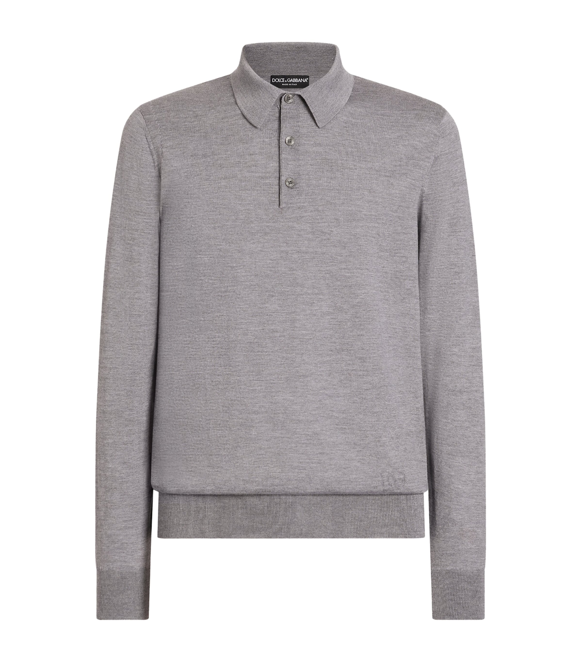 Dolce&Gabbana Mens Cashmere Polo Sweater Grigio Chiar Image 1