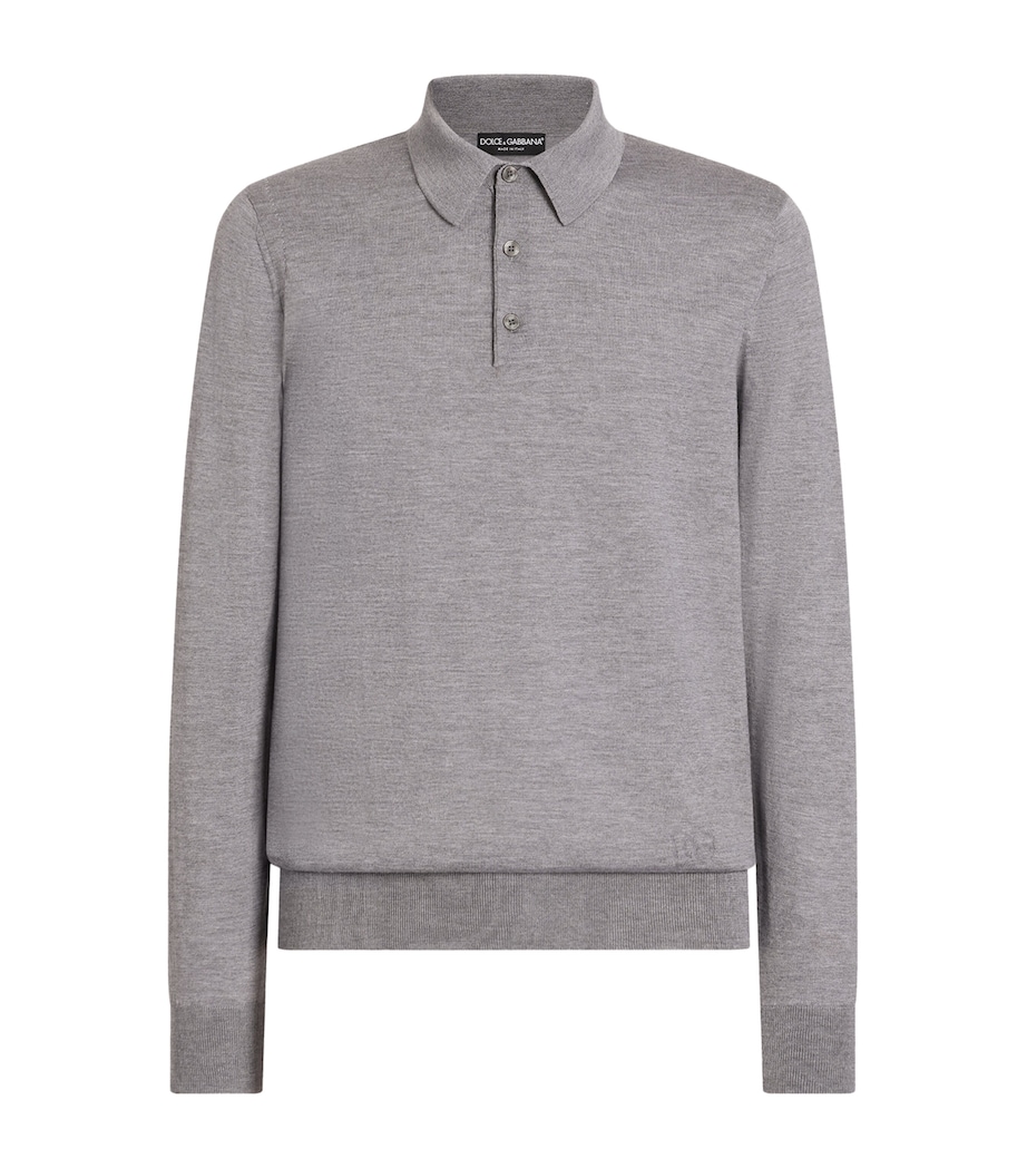 Dolce&Gabbana Mens Cashmere Polo Sweater Grigio Chiar Image 1